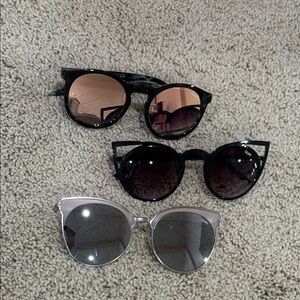 Quay Australia Black and Silver Sunglasses Trio LOT OF 3 pairs.